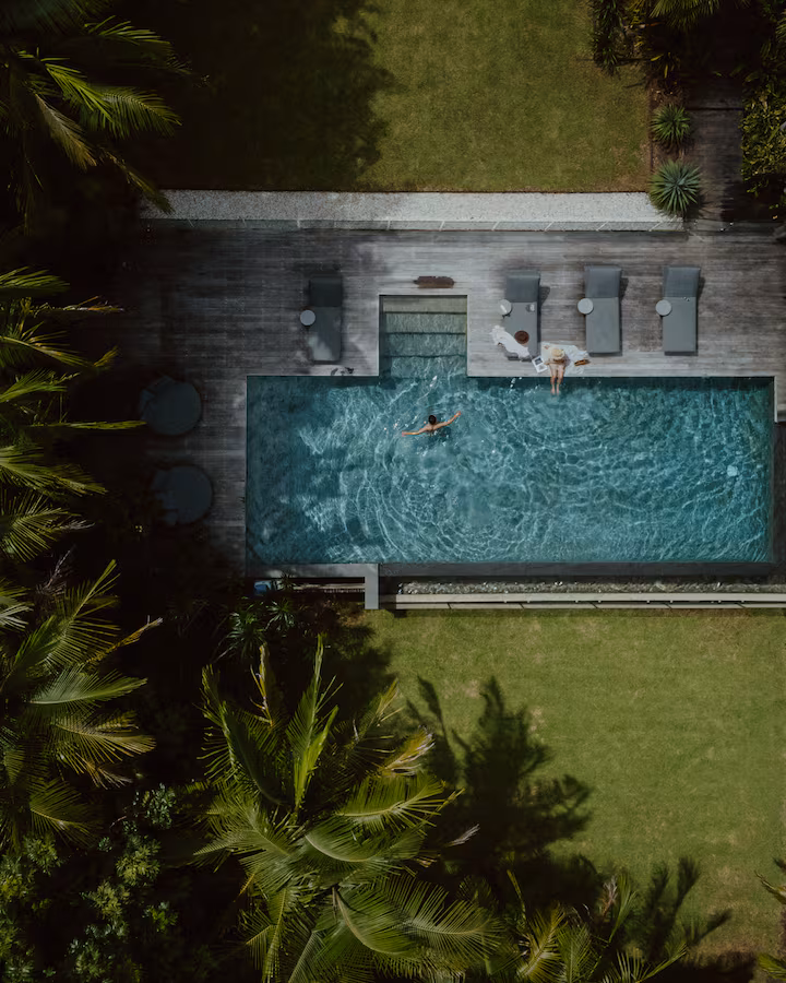 A swim in the infinity pool from above